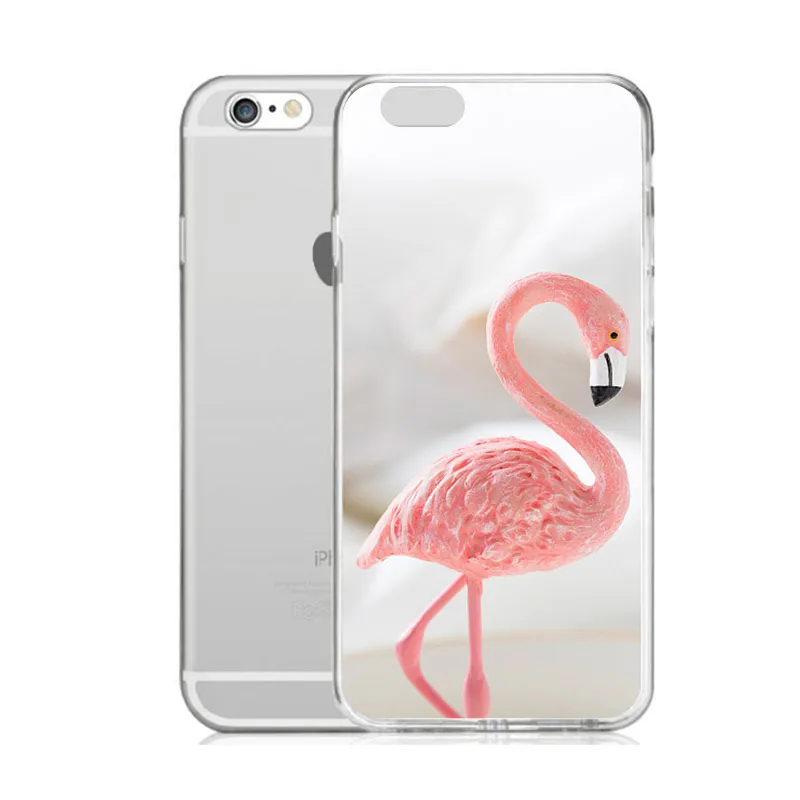 TPU прозрачный телефон чехол для iPhone 6 6s 7 8 plus x милый мультяшный Фламинго мягкий