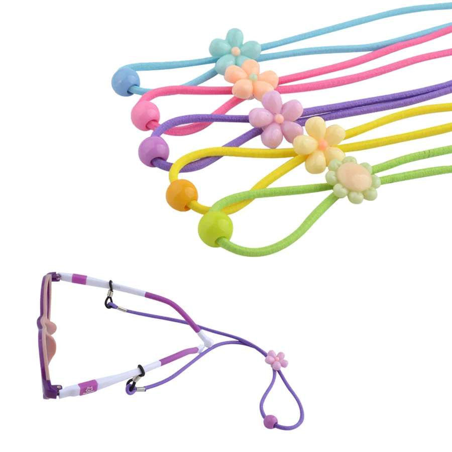 

Elastic Kids Nylon Sun Glasses cord with adjustable button Colorful AntiSlip child Eyeglasses Strap Neck Cord with Silicone ends