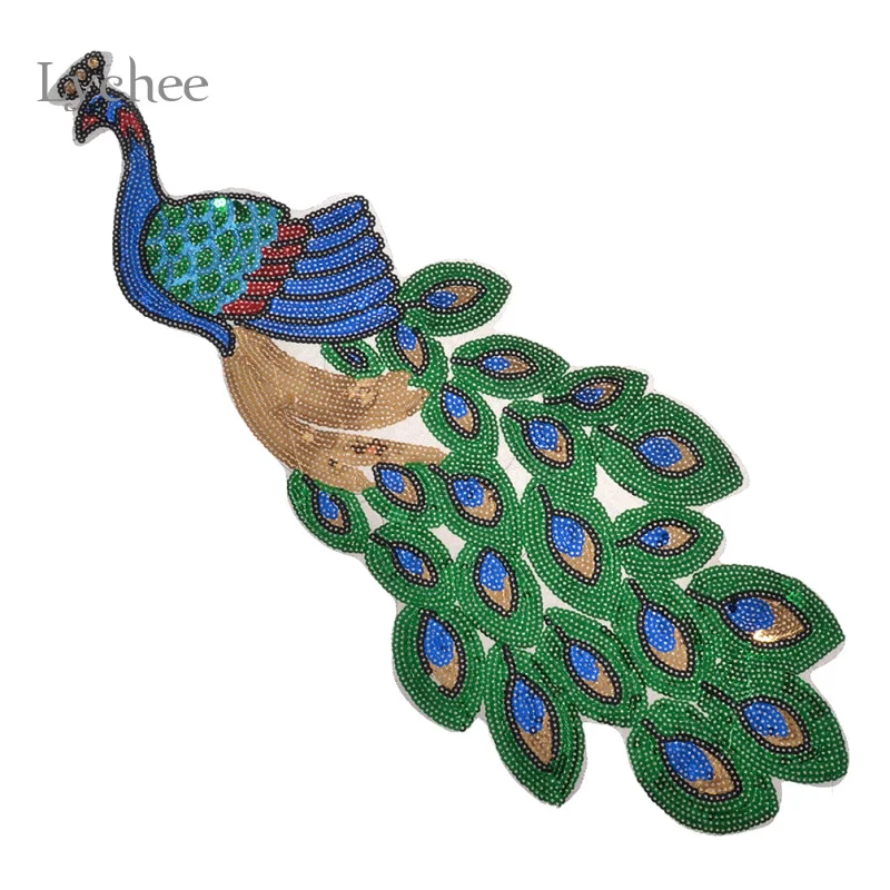 Lychee Life 1 шт. вышивка павлина с блестками нашивка вышитая аппликация на одежду