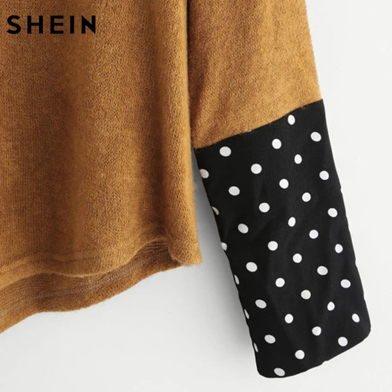 SHEIN Контрастный Модный Джемпер Женская Осенняя Повседневная Футболка С Длинным Рукавом