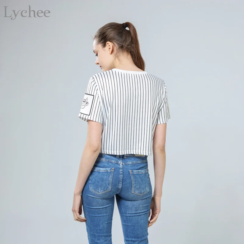 Летний женский укороченный топ Lychee в стиле Харадзюку Повседневная Свободная