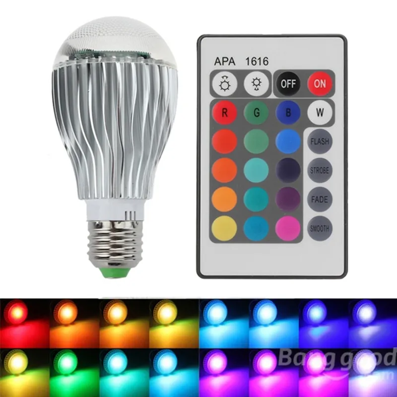 Диммисветодиодный светодиодная RGB лампа E27 9 Вт 15 с пультом дистанционного