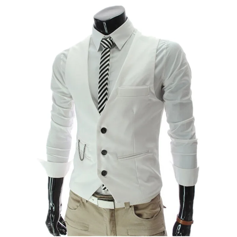 Hot Sale! 2021 Autumn Men's Slim Fit Dress Suit Vest Waistcoats Men Gilet Colete Fashion chaleco Hombre Brand New | Мужская одежда
