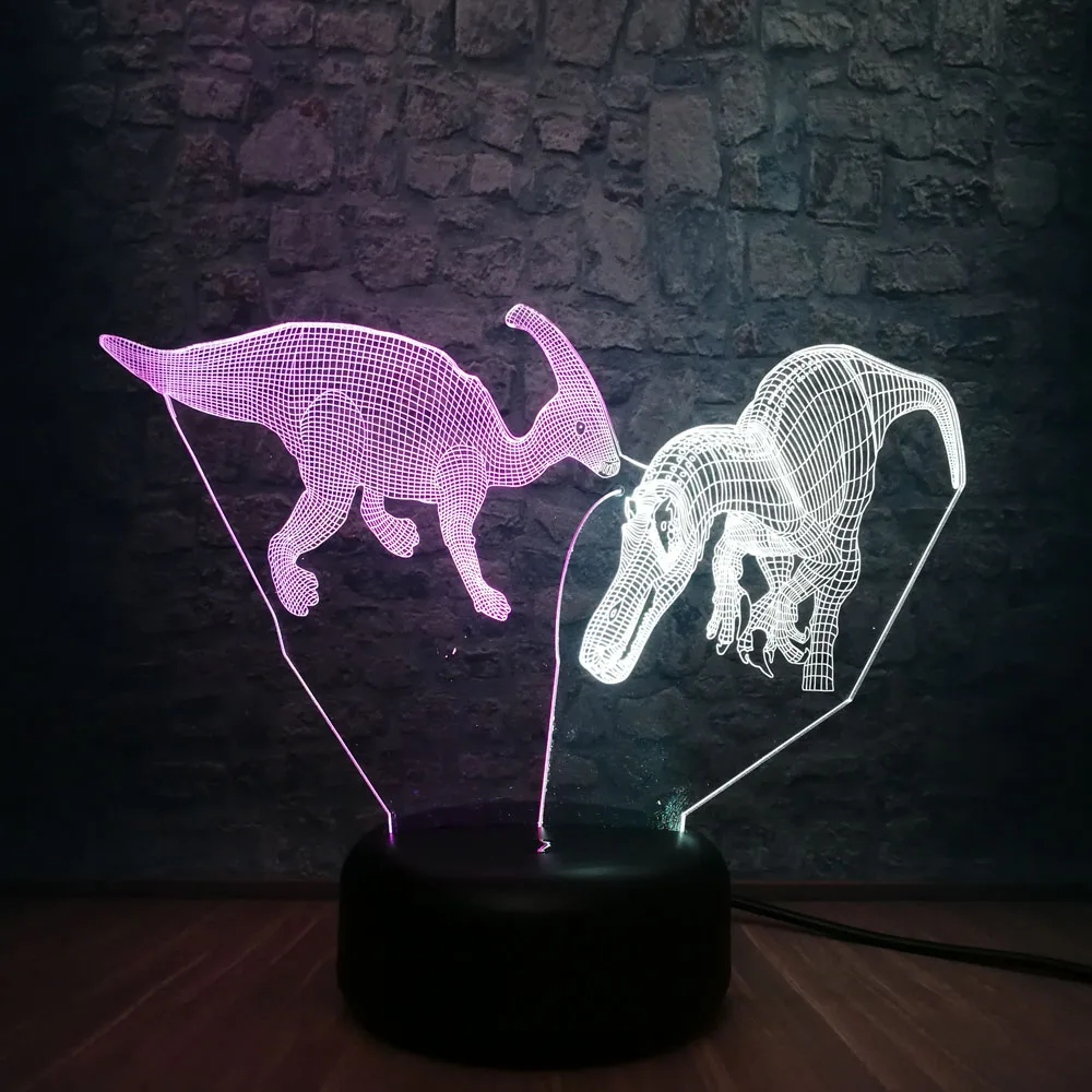 Новинка Животное Динозавр 3D лампа смешанные цвета спальный ночной Светильник
