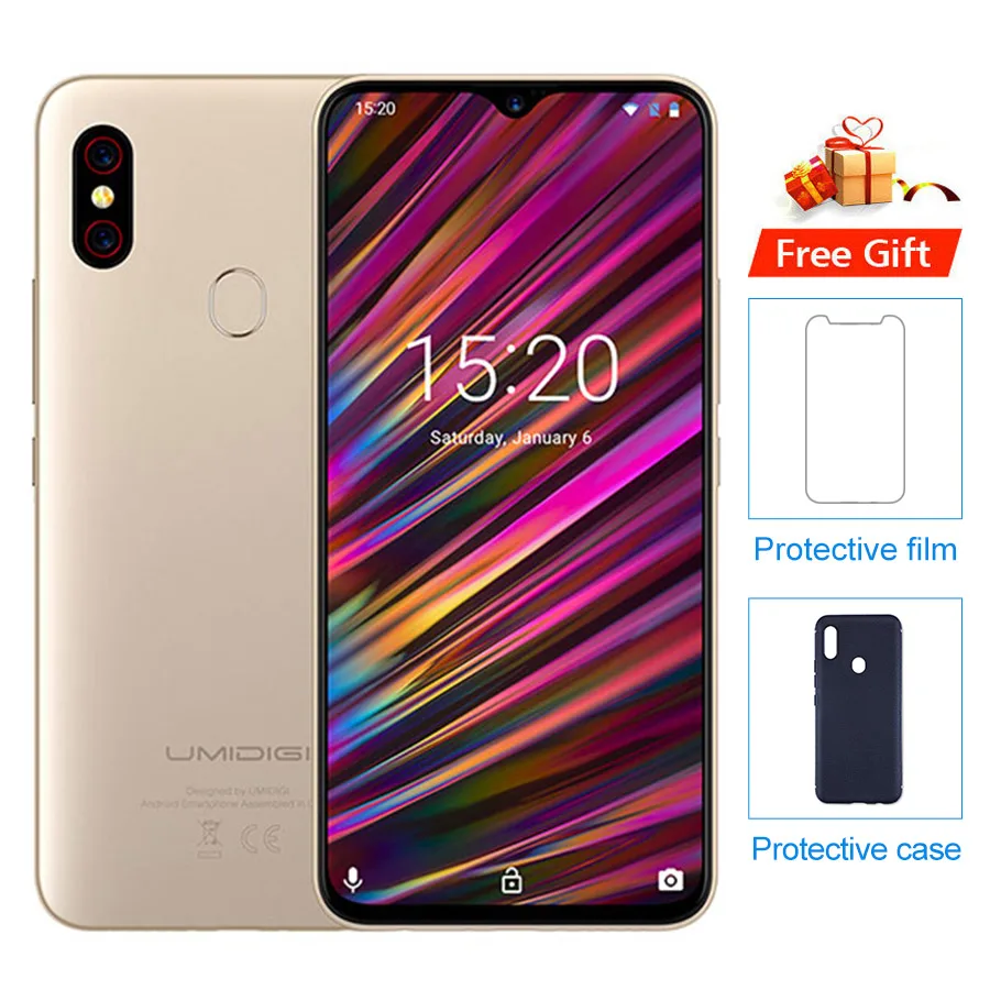 UMIDIGI F1, 6,3 дюйма, капля воды, FHD+ дисплей, Helio P60, Android 9,0, 4 Гб ОЗУ, 128 Гб ПЗУ, 5150 мА/ч, 18 Вт, быстрая зарядка, смартфон, NFC, 16 МП, телефон - Цвет: Gold
