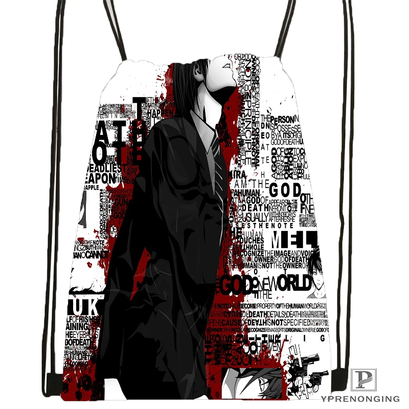 Custom Death Note Рюкзак на шнурке сумка милый детский рюкзак (Черная задняя часть) 31x40 см