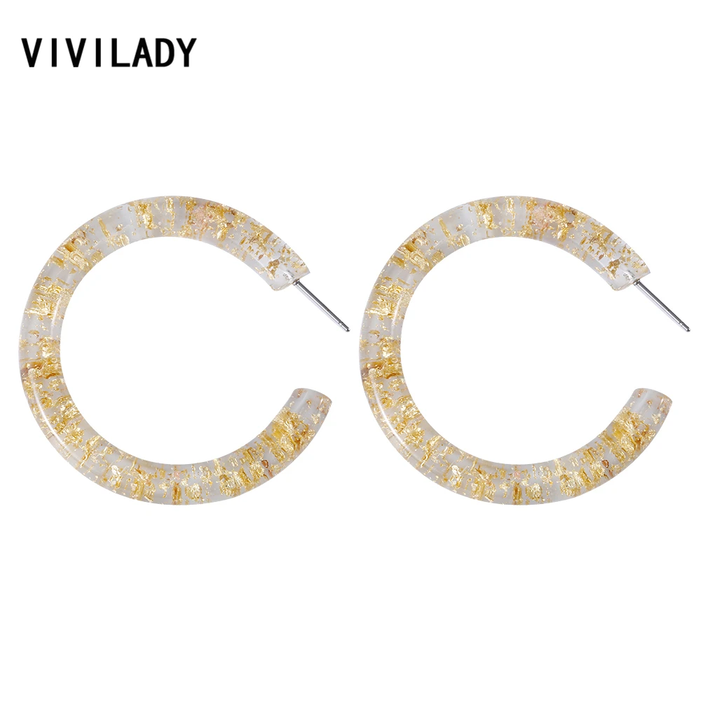 VIVILADY, модные, новые, 5 см, круглые серьги-кольца для женщин, Круглые, прозрачные, Оловянная фольга, акрил, Brincos, массивные, Boho, ювелирные изделия, вечерние, подарок