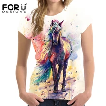 Женская футболка с рисунком лошадей FORUDESIGNS модные летние