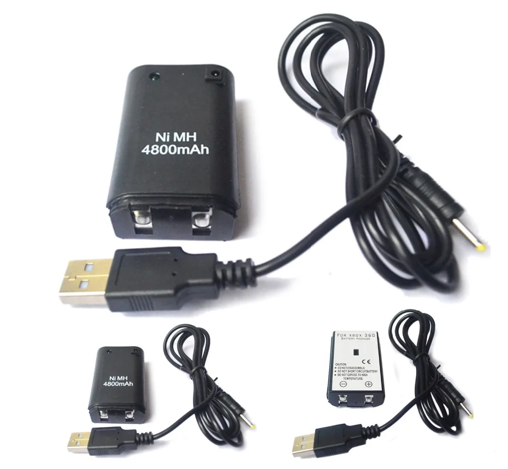 2 аккумулятора 4800 мАч + USB кабель для зарядного устройства Xbox 360 беспроводной