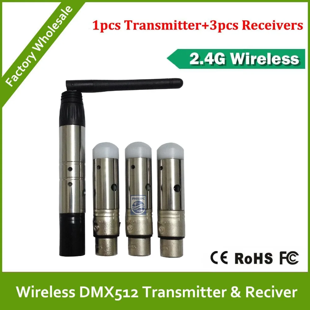 

DHL Free Shipping wireless dmx 1pcs transmitter and 3pcs receiver for rgb wireless dmx led par light