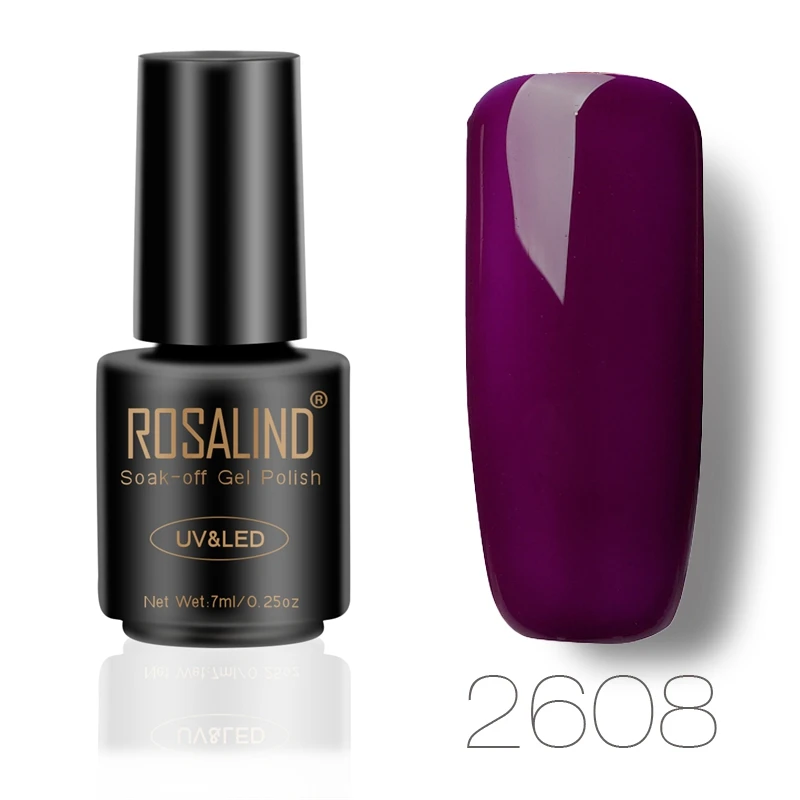 RA2608 ROSALIND гель 1S P+ черный флакон 7 мл красный чистый Цвет Гель-лак для ногтей замачиваемый Полупостоянный высушенный УФ светодиодный лак для ногтей - Цвет: RA2608