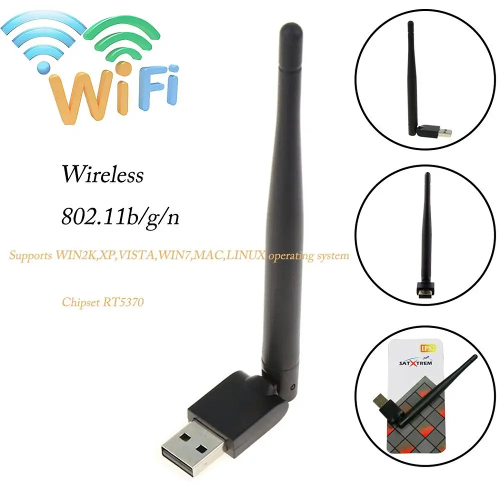 SATXTREM Mini USB WiFi беспроводной с антенной RT5370 адаптер 150 м для спутникового ТВ