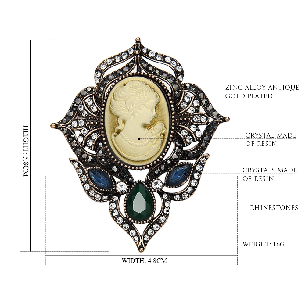 Готическая брошь с изображением королевы винтажная антикварная Золотая булавка