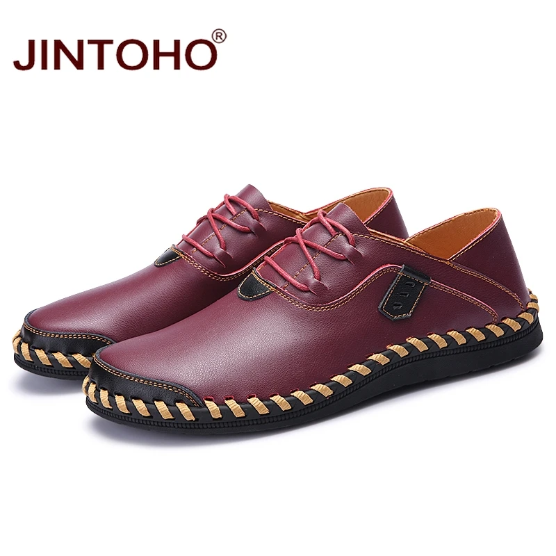 Туфли JINTOHO мужские кожаные натуральная кожа Повседневная модная обувь черные 2018 |