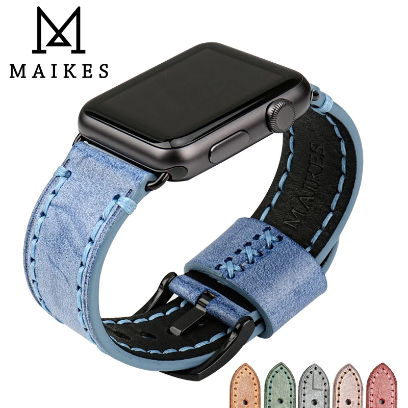 MAIKES ремешок для наручных часов Apple Watch, ремешок 42 мм, 38 мм и нержавеющая сталь металлический корпус красный ремешок браслет ремешок на запястье для наручных часов iwatch серии 3/2/1, с металлической пряжкой, шесть Цвет