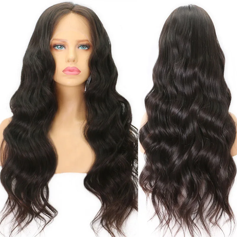 9А Толстое Тело Волна Человеческих Волос Парики Glueless Полные Шнурка для Черных