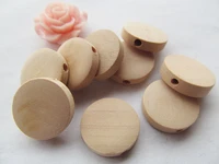 100pcs 20mm unfinished thick flat circle round discs natural wood spacer beads pendant charm findingshole throughdiy accessory