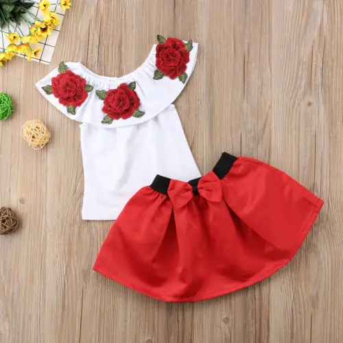 Summer Kids Girl Tutu Dress Off Shoulder Casual Blouse Flower Tops Outwear | Детская одежда и обувь