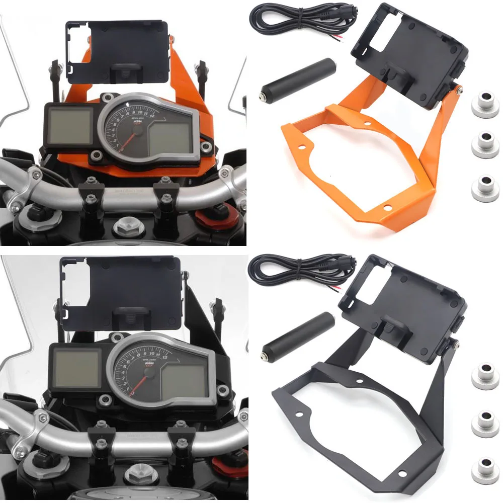 

Motorcycle Bracket Mount Smartphone GPS Holder For 1050 1090 1190 Adventure ADV Phone Navigation Bracket Holder Orange Black