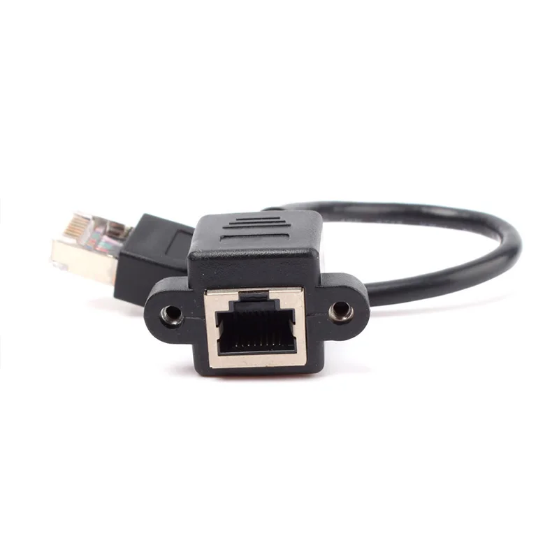 

longyue 1:8 Reverse connection 30CM 0.3M RJ45 Male to Female Screw Panel Mount Ethernet LAN Network Extension Cable 1:8