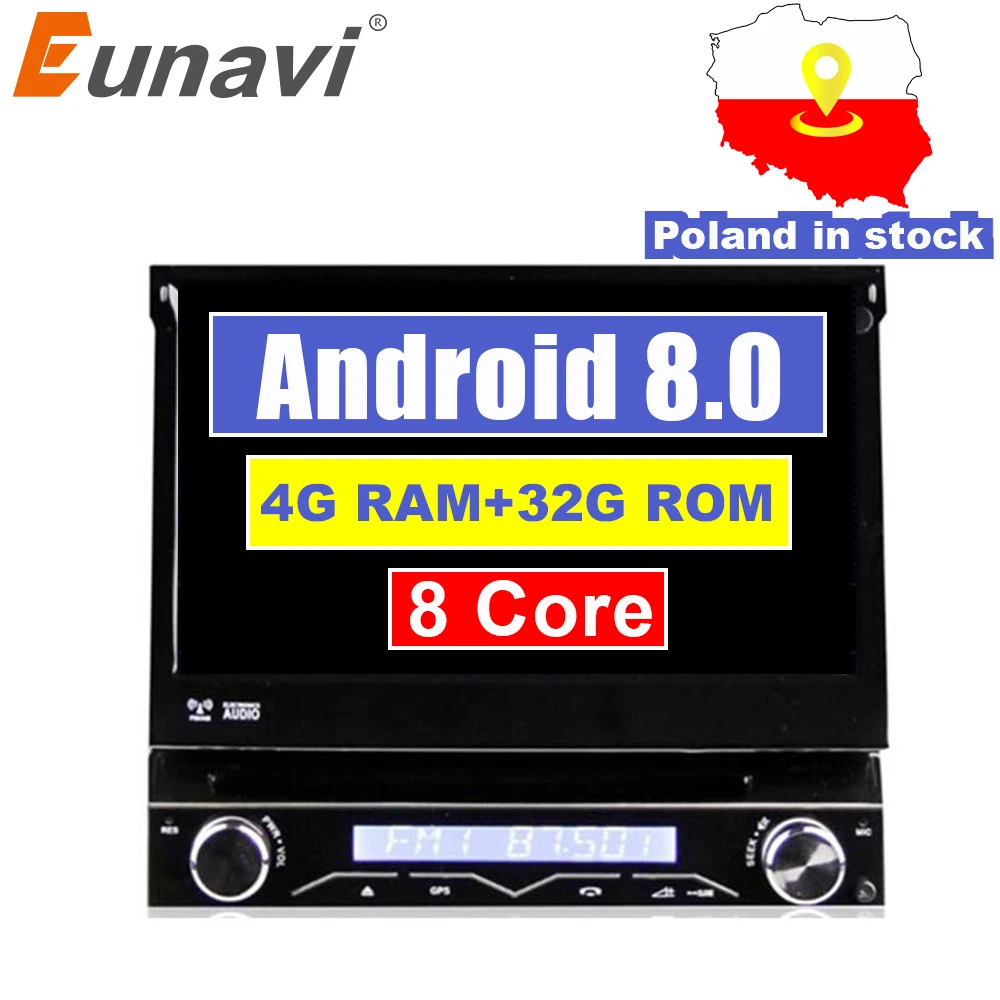 Eunavi 4G Оперативная память 1 Din Android 8 0 Octa ядра dvd плеер автомобиля для универсального