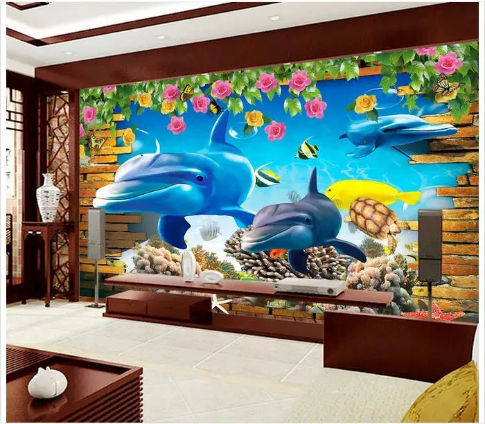 Высокая-конец пользовательские 3d обои фрески HD Акула Sea World фон настенная
