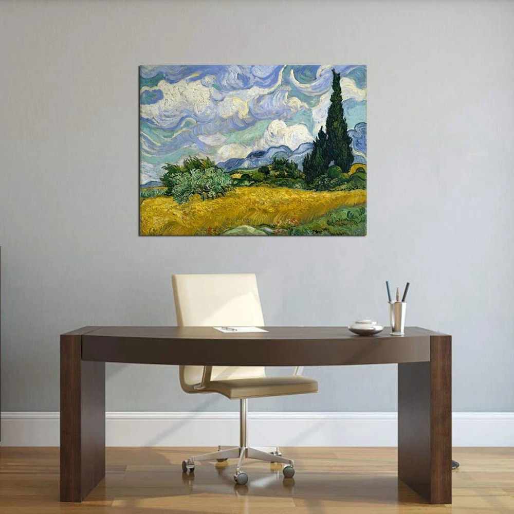 

Wheat Field with Cypresses Vincent Van Gogh Painting Canvas Wall Art Large Giclee Print Artwork Picture for Home Decoration Gift