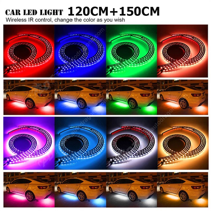 Светодиодсветодиодный подсветка RGB под шасси 4 шт. светящаяся неоновая система