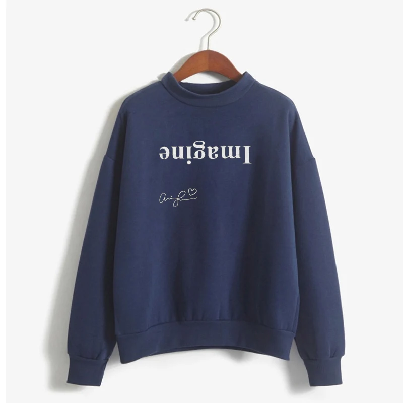 Подписанный Ариана Гранде Вдохновленный Imagine Hoodie для женщин Crewneck Thank U Next Толстовка Merch топы с длинными рукавами - Цвет: Королевский синий