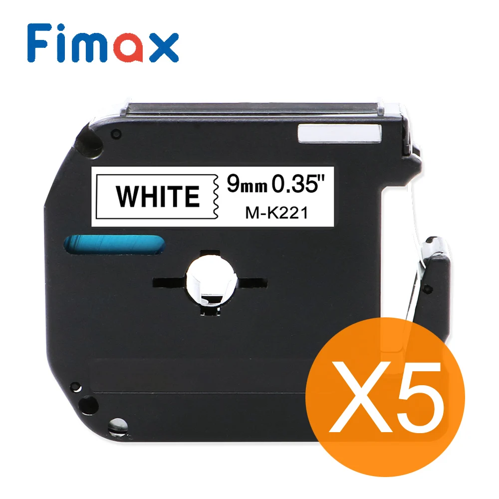 

Fimax 5pcs MK221 Compatible For Brother P-touch M Tape M221 M-K221 Black on White Label Tape for PT-65 PT-70 PT-80 PT-85 PT-90