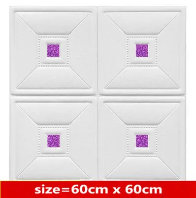 white and purple Самоклеящиеся обои 3d стерео наклейки на стену для гостиной, спальни, телевизора, водостойкие европейские наклейки из пены - Цвет: white and purple