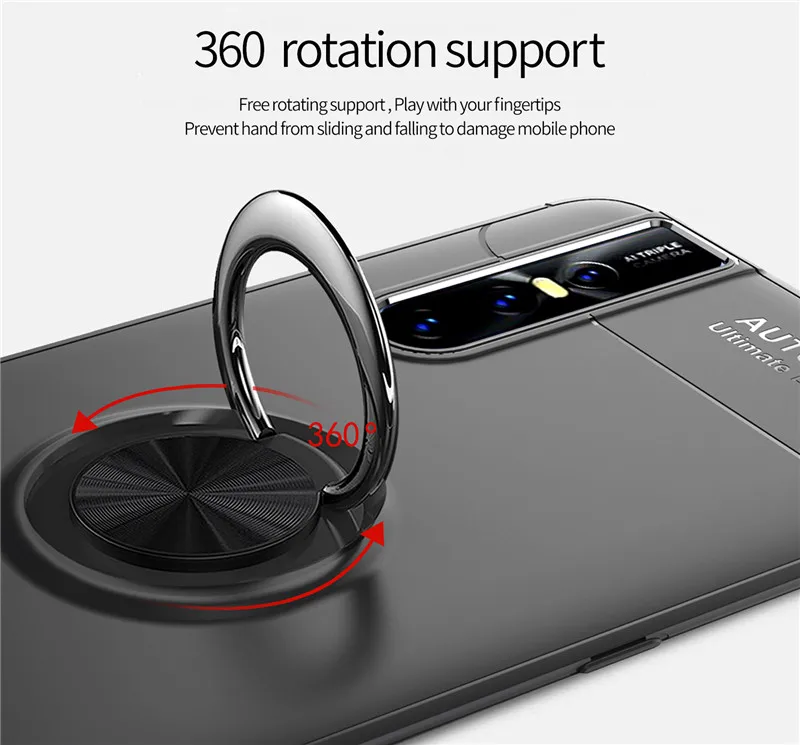 Armor Case For Vivo V15 Pro X27 Car Holder Magnetic Finger Ring Shell Soft TPU Silicone Rubber IQ00 Shockproof Cover | Мобильные