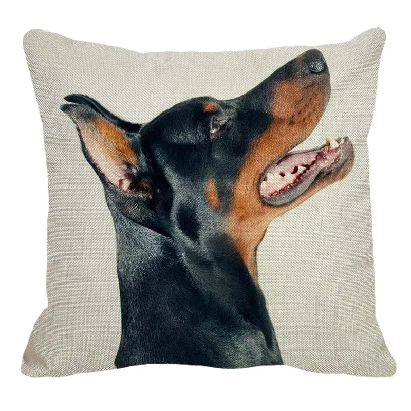 XUNYU симпатичная льняная Подушка-чехол с рисунком Doberman Dogs домашний диван