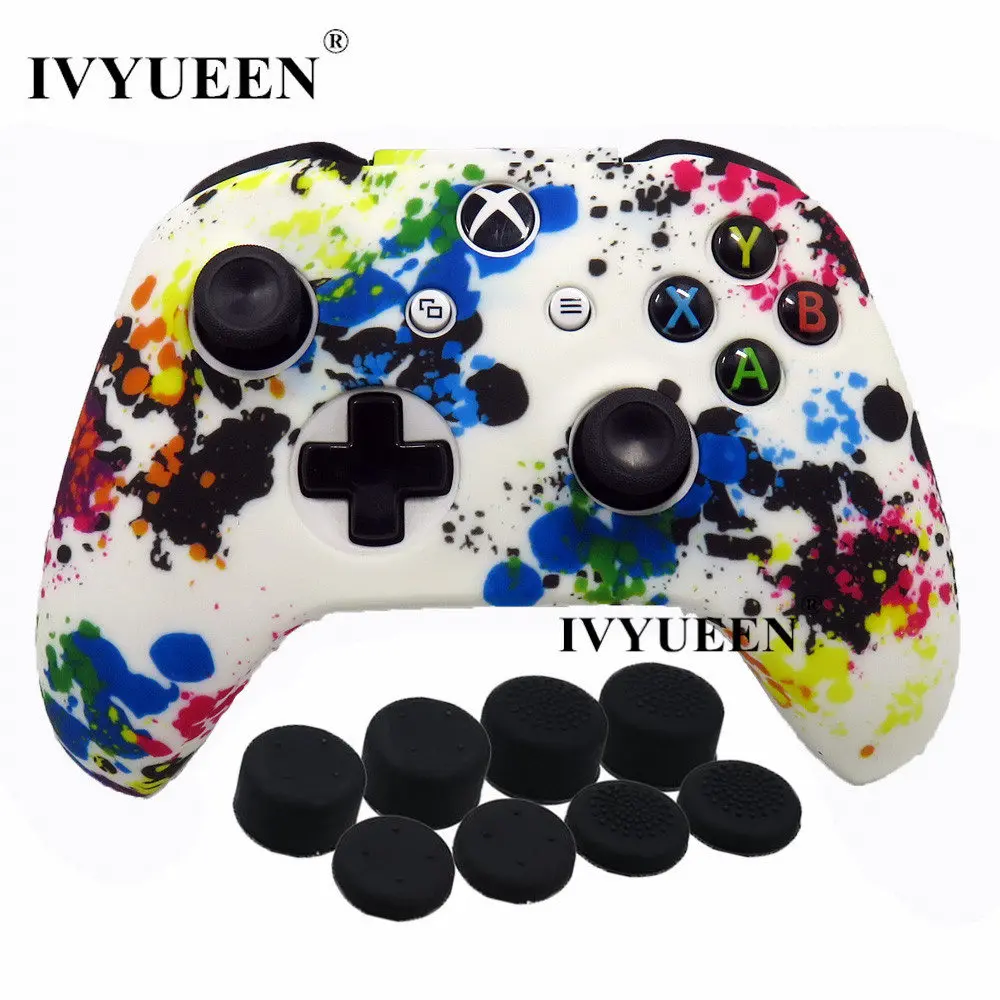 IVYUEEN 9 в 1 Камуфляж силиконовый защитный чехол кожи для microsoft Xbox One X S контроллер с 8 Thumb Stick ручки рулевые мотоциклов шапки