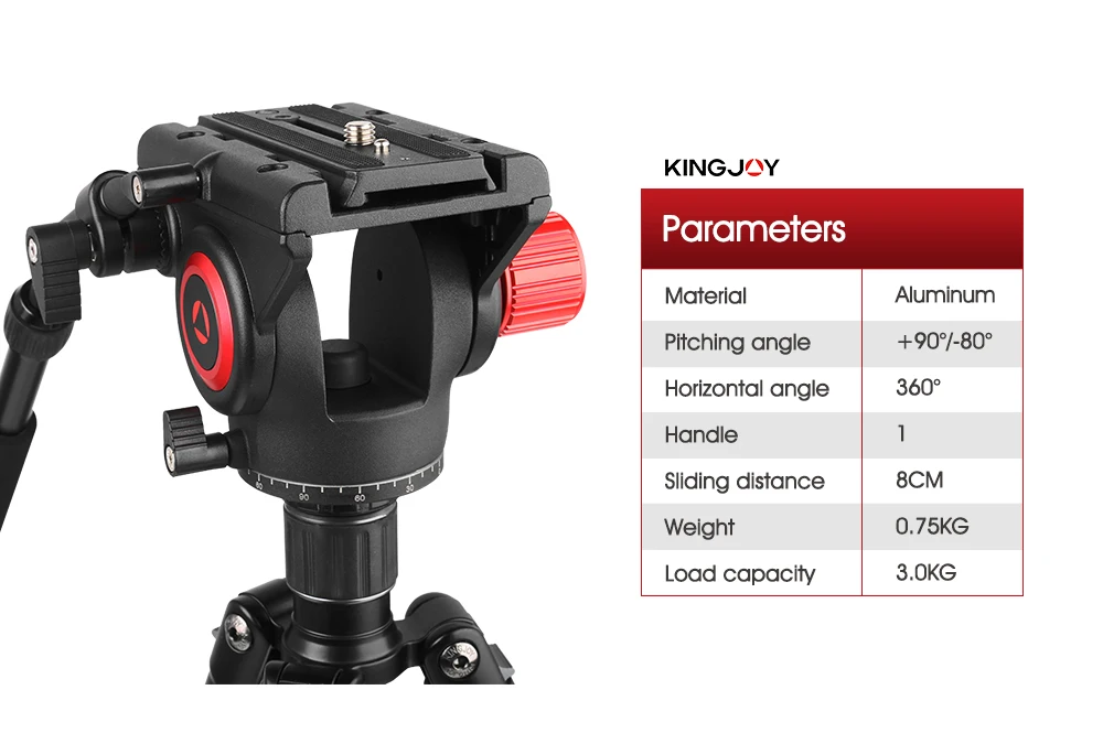 KINGJOY официальная VT-3520 головка штатива гидравлическая панорамная видео головка для штатива монопод держатель камеры подставка для мобильных зеркальных фотокамер DSLR
