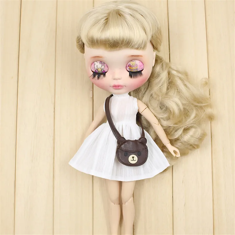 Наряды для куклы Blyth белое платье с сумка Teddy милый наряд для ледяной, jerryberry, licca, pullip