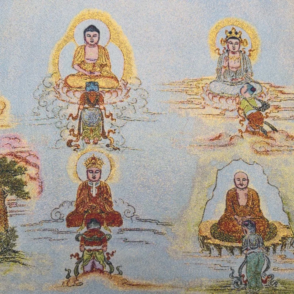 Китайская старая тибетская шелковая танка подвесная картина фэншуй 12 портретов