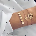 Rinhoo браслет в стиле минимализма наборы женские богемные золотые металлические браслеты с цепочкой и блестками металлические самолеты Набор браслетов с подвесками ювелирные изделия
