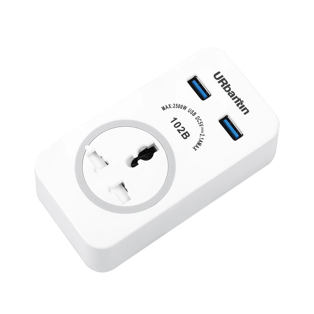 Urbantin 1AC розетки 2 USB выхода силовая полоса умная USB быстрая зарядка розетка с ЕС AU Великобритания США адаптер мини Домашняя электроника - Цвет: WHITE