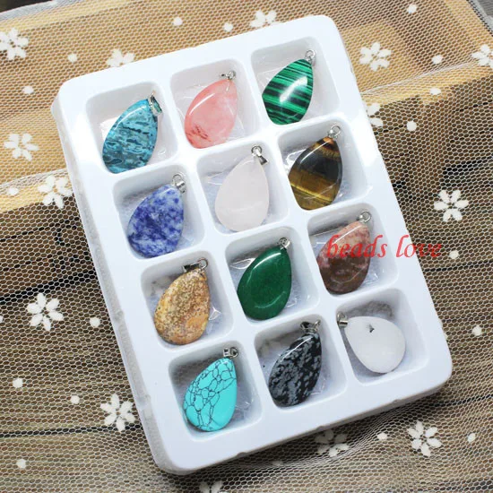 12 шт. многофункциональный стиль натуральный камень подвески в виде капель воды