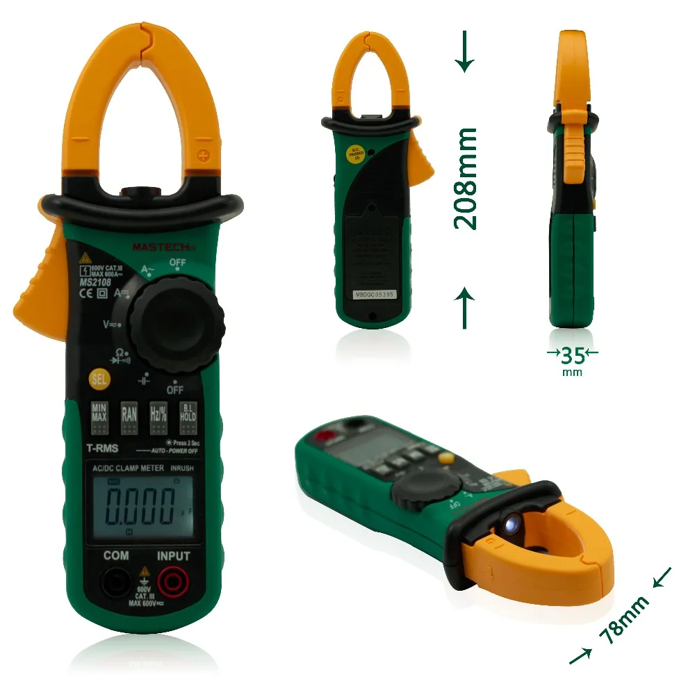 MASTECH MS2108 True RMS AC DC Digital Clamp Meter Multimeter Capacitance Frequency Inrush Current Tester | Инструменты