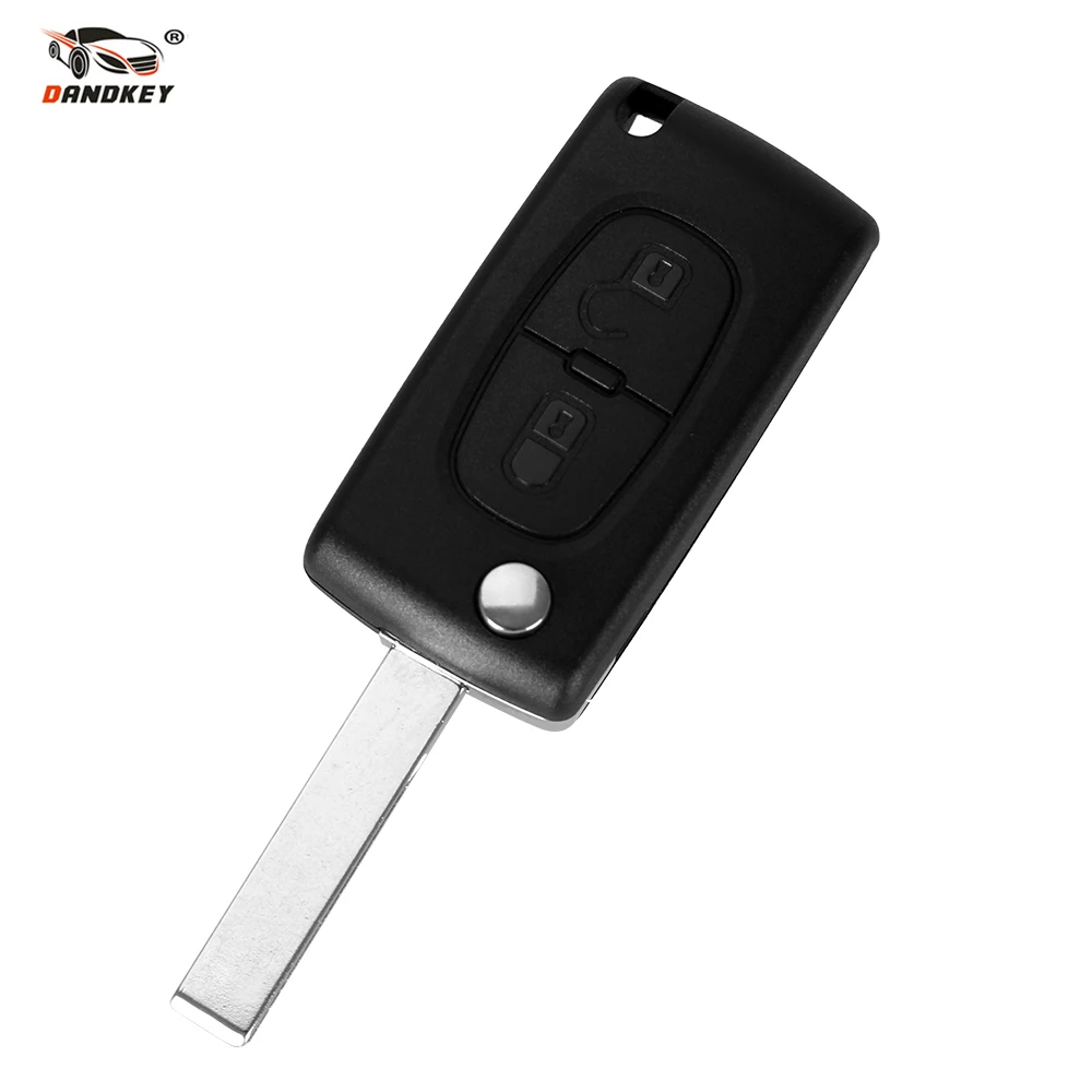 

DANDKEY Flip Folding 2/3/4 Buttons Remote Key Case Shell For PEUGEOT 307 308 107 207 407 408 With Groove HU83 CE0523