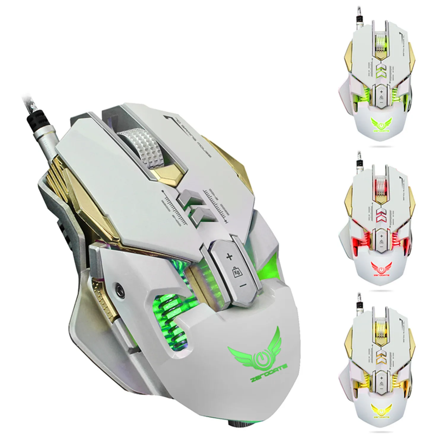 white Механическая игровая Мышь проводной макро-определение свободы настроить 7 кнопок 4 уровня регулировки скорости Точек на дюйм Макс 3200 Точек на дюйм Профессиональный USB мышей - Цвет: white