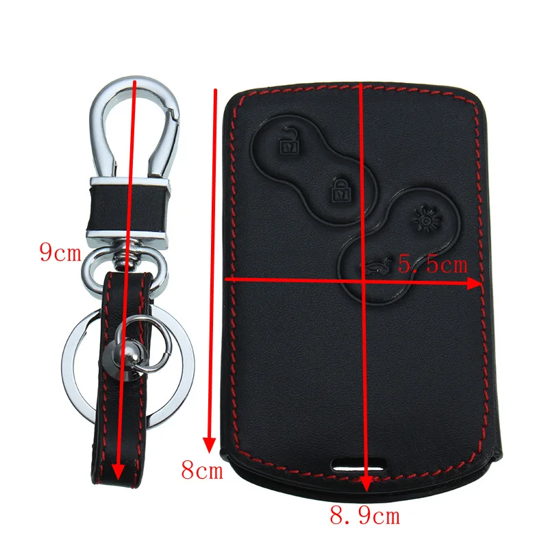 New Leather Key Case Cover Holder with Keychain For Renault Koleos Laguna 2 3 Megane 1 2 3 Sandero Scenic Captur Clio Duster