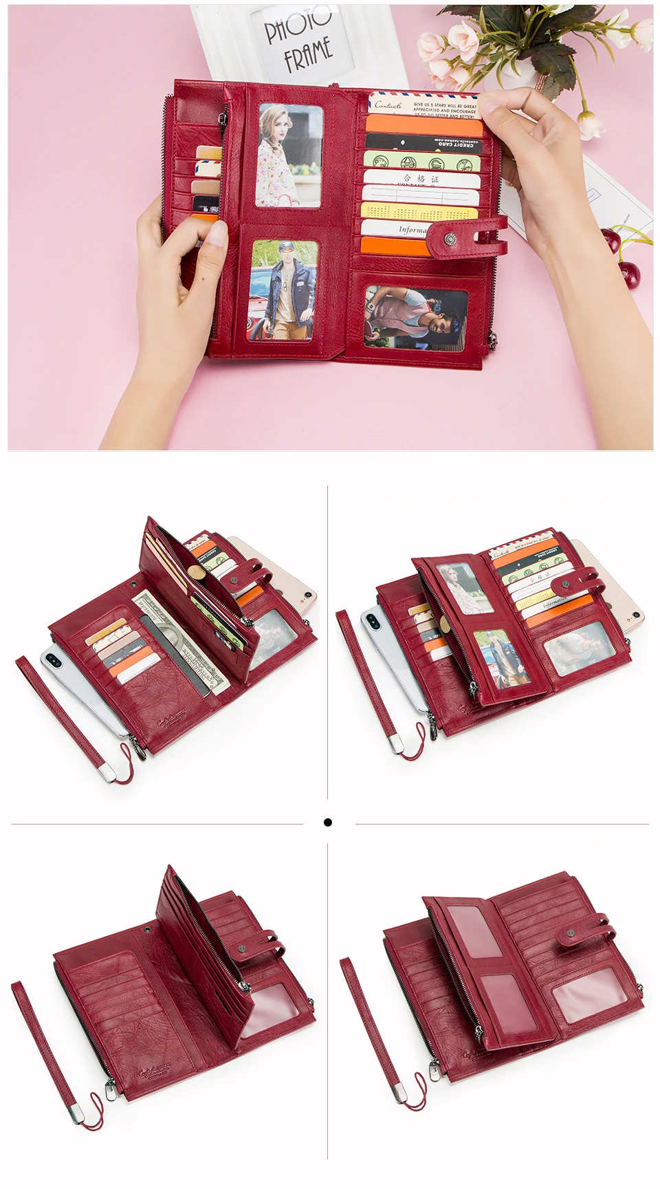 Cellphone Clutch Bag For Ladies Genuine Leather Women Wallets High Quallity Zipper Coin Purse Card Holder Trifold Long Wallet