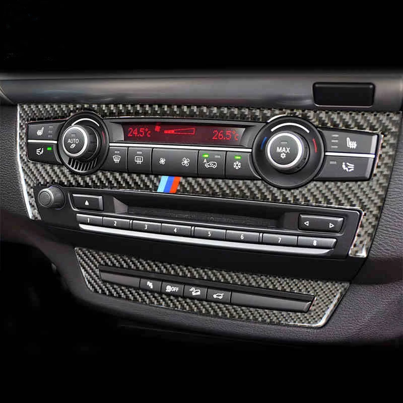 Carbon Fiber Car Console GPS Navigation NBT Screen Frame Air Conditioning CD Panel Cover Trim Accessories For BMW E70 E71 X5 X6 |