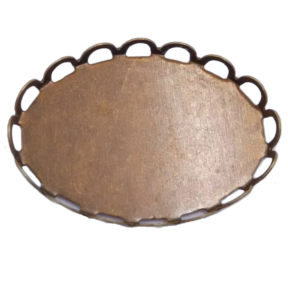 Оптовая Продажа Лот 500 шт кружева овальной кулон Подвеска поднос заготовки 13x18 мм