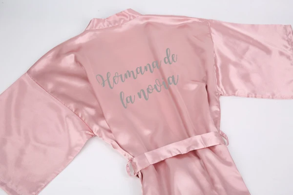 hermana de la novia Sisbigdey пыльный розовый novia халат атласный для женщин dama de honor hermana de la novia Espanol испанское кимоно невесты Вечерние платья подружки невесты - Цвет: hermana de la novia