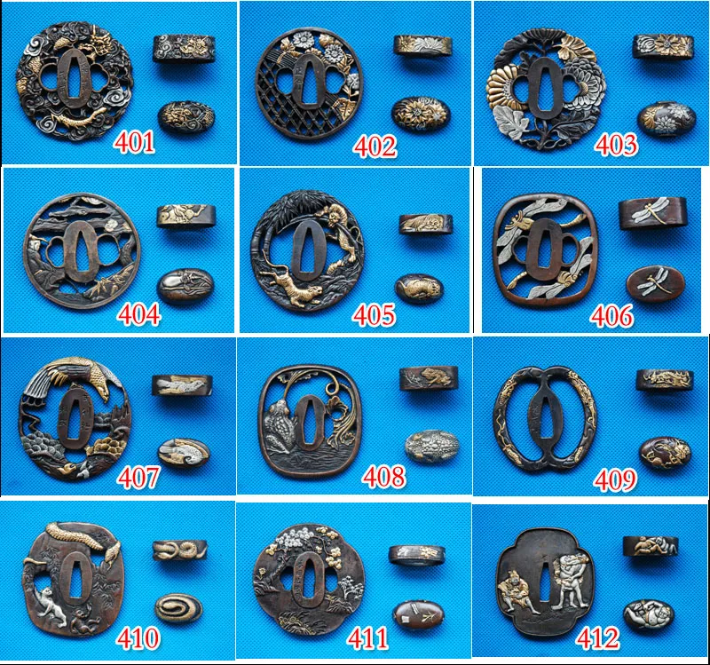 Винтажная медная латунная защита резьба Tsuba Fuchi Kashira фитинг японские мечи