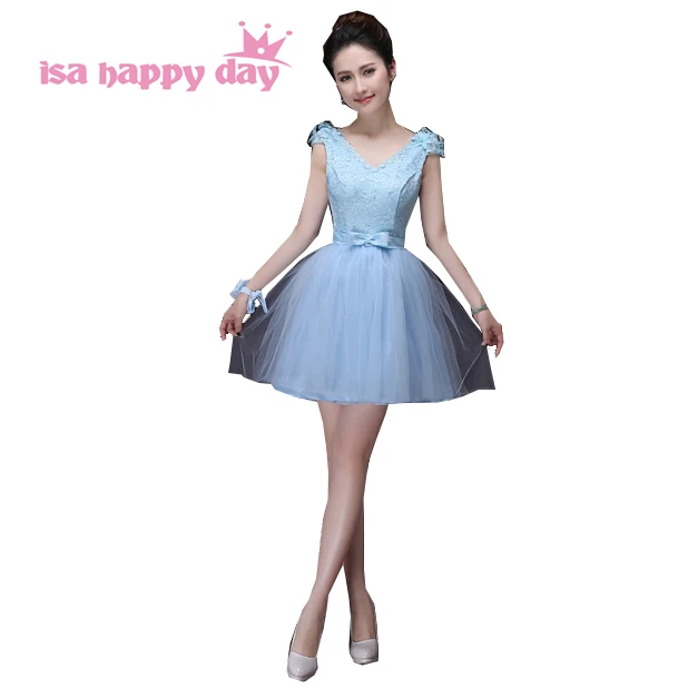 2020 Элегантное летнее короткое светло голубое вечернее платье без рукавов